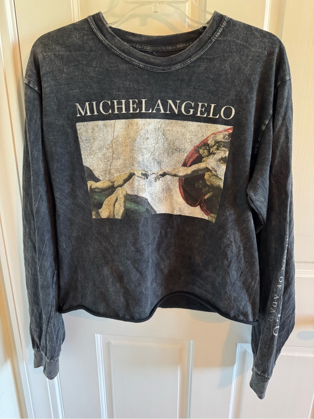 Michelangelo Washed Black Graphic Crewneck Sweatshirt